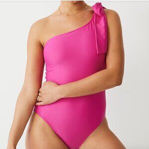 J Crew Bow one-shoulder one piece bathing suit swim suit 8  hot pink